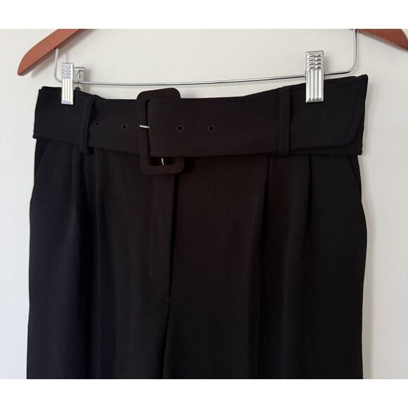 Express Womens Black High Rise Wide Leg Belted Trousers Career Pants Sz 8R - Picture 4 of 13